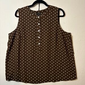 J. Jill Brown and White Polka Dot Blouse brown and white